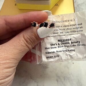 She's A Classic Beauty Rose Gold Plated Ring with Black Onyx Stones